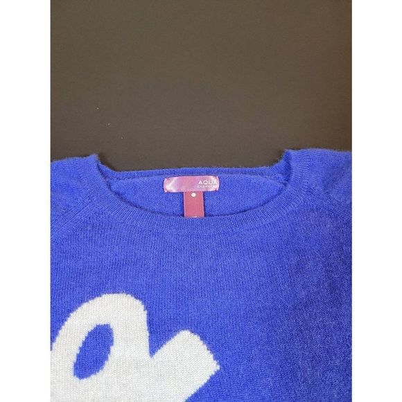 Aqua Girls Long Raglan Sleeves Blue Anchor Cashmere Sweater Pullover Size XL - Picture 4 of 9